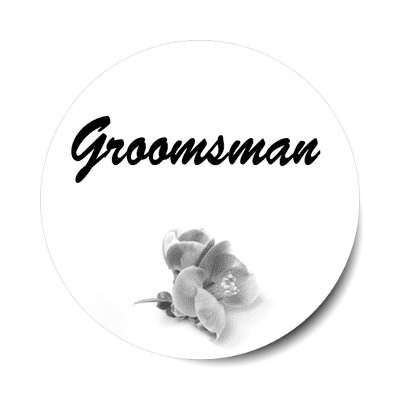 groomsman bold brush one grey flower bottom sticker