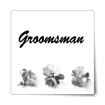 groomsman brush bold three grey flowers sticker