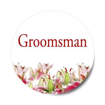 groomsman classic red flowers bottom sticker