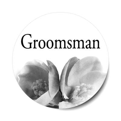 groomsman classic two large grey flowers sticker