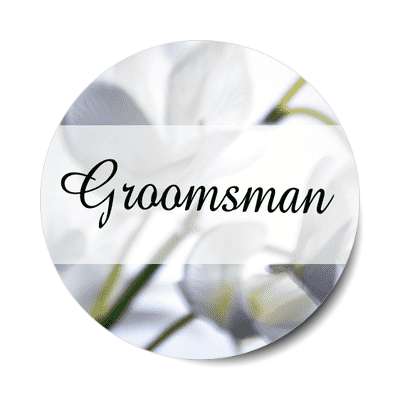 groomsman cursive classic middle rectangle sticker