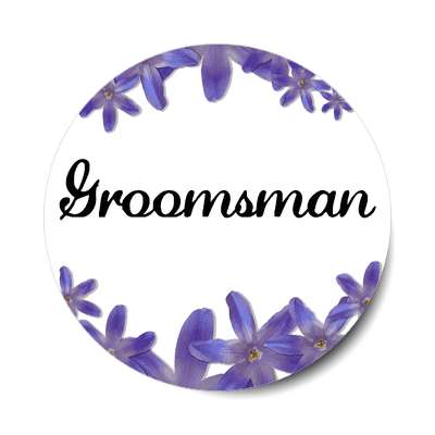 groomsman flowers purple border sticker