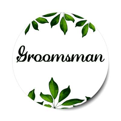 groomsman green leaves border sticker
