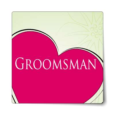 groomsman half heart red sticker