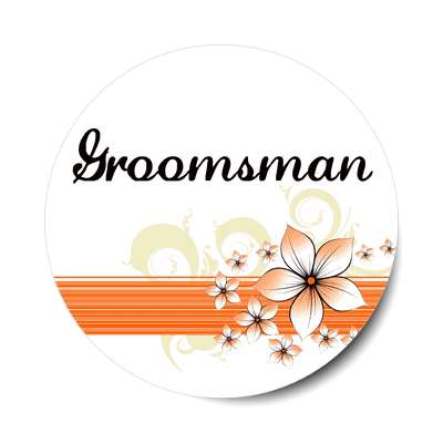 groomsman orange lines flowers sticker