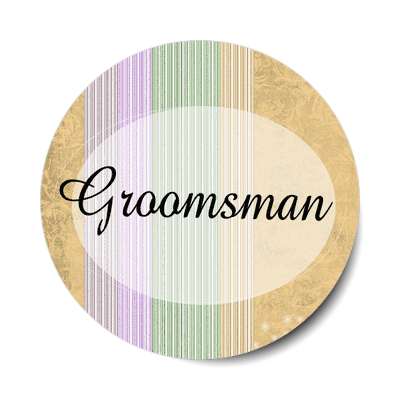 groomsman oval orange lines vertical sticker