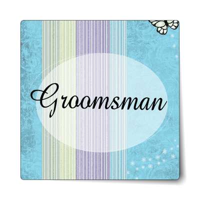 groomsman oval vertical blue lines sticker