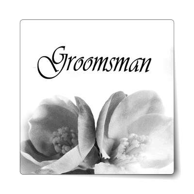 groomsman stylized two large grey flowers sticker