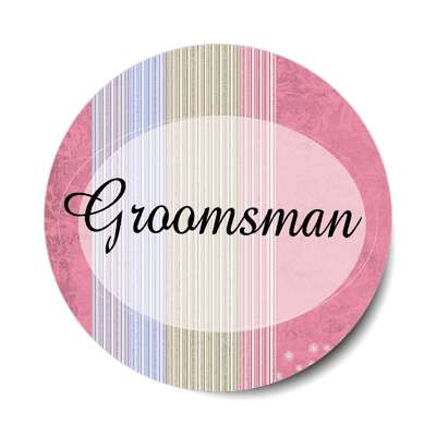 groomsman vertical oval pink lines sticker