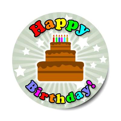 happy birthday candles cake grey green rainbow sticker