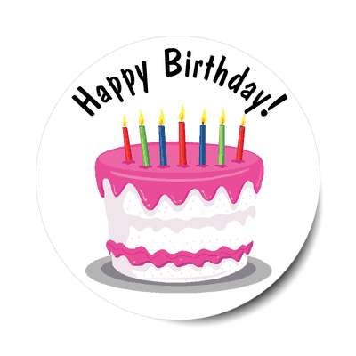 happy birthday candles cake pink frosting sticker