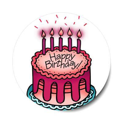 happy birthday candles cake sticker
