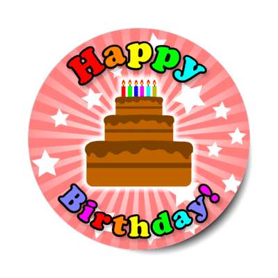 happy birthday candles ray pink rainbow sticker