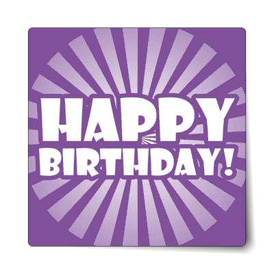 happy birthday cartoon rays purple sticker