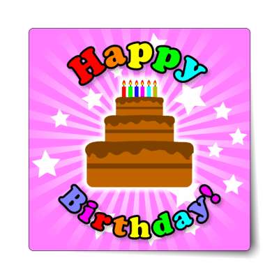 happy birthday magenta candles cake rainbow sticker