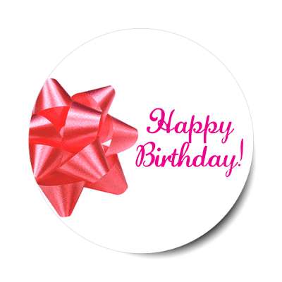 happy birthday pink ribbon sticker