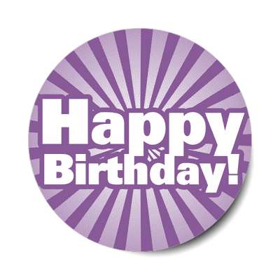 happy birthday rays purple sticker