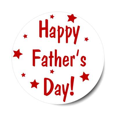 happy fathers day white stars dark red sticker