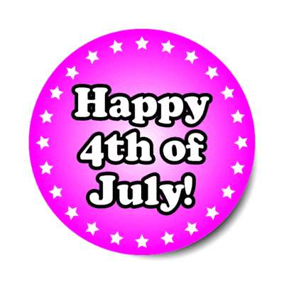 happy fourth of july circle stars magenta sticker