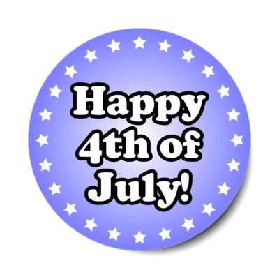 happy fourth of july circle stars medium blue sticker