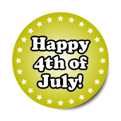 happy fourth of july medium yellow circle stars sticker