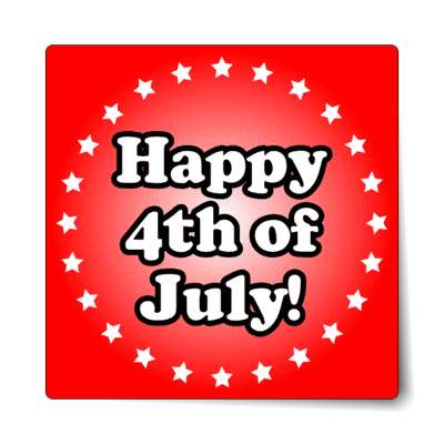 happy fourth of july red circle stars sticker