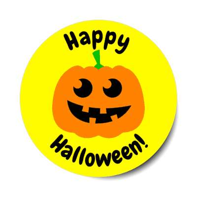 happy halloween jack o lantern bright yellow sticker