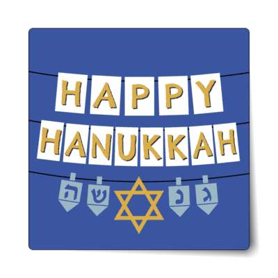 happy hanukkah dreidel star of david papers string sticker