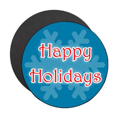 happy holidays frost snowflake blue magnet