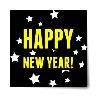 happy new year stars black sticker