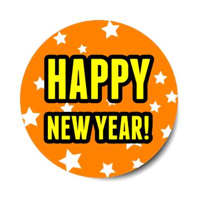 happy new year stars orange sticker