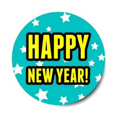 happy new year stars teal sticker