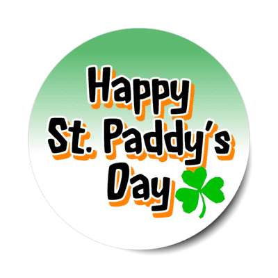 happy st paddys day shamrock orange sticker