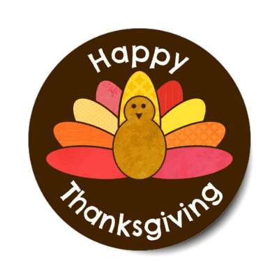 happy thanksgiving feathers cute turkey sticker