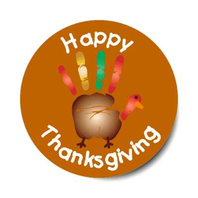 happy thanksgiving hand turkey colorful sticker