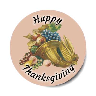 happy thanksgiving tan cornucopia sticker
