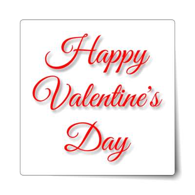 happy valentines day white classic cursive sticker