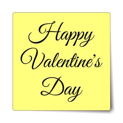 happy valentines day yellow bright cursive sticker