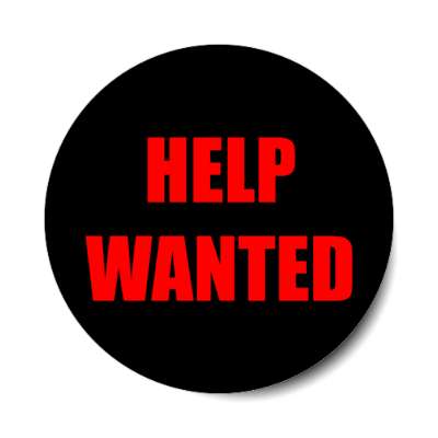 help wanted black red stickers, magnet