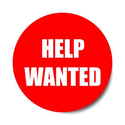 help wanted red employment stickers, magnet