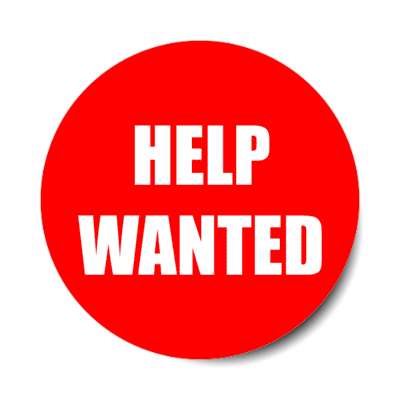 help wanted red employment stickers, magnet
