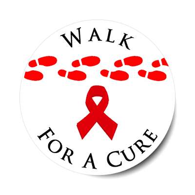 hiv walk for a cure red awareness ribbon aids footsteps sticker