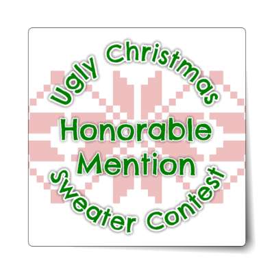 honorable mention ugliest christmas sweater contest sticker