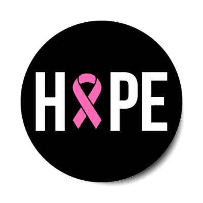 hope pink ribbon black stickers, magnet