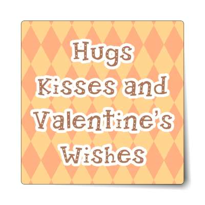hugs and kisses and valentines wishes pattern orange sticker