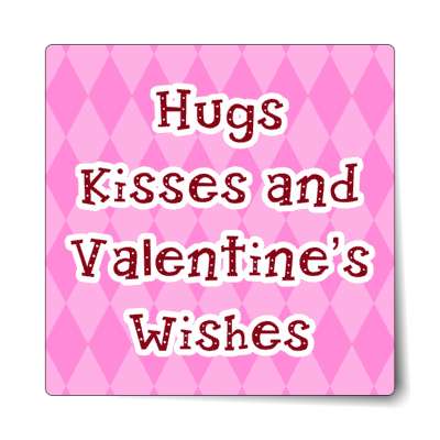 hugs and kisses and valentines wishes pattern pink sticker