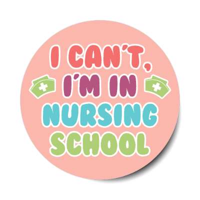 i can't, i'm in nursing school blush stickers, magnet