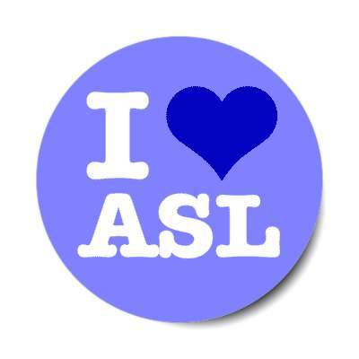 i heart asl blue stickers, magnet