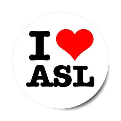 i heart asl white stickers, magnet
