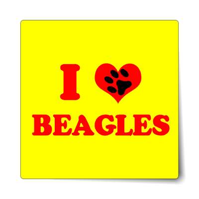 i heart beagles print paw sticker